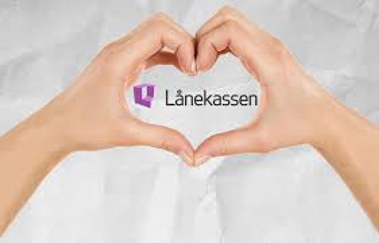 Hender som former eit hjerte kring Lånekassen sin logo